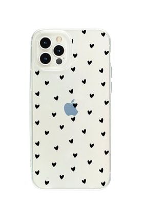 Iphone 13 Pro Max Minik Kalpler Siyah Desenli Şeffaf Telefon Kılıfı BCIPH13PMAXSEFMNKKLPSYH