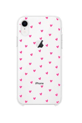Iphone Xr Minik Kalpler Pembe Desenli Şeffaf Telefon Kılıfı BCIPHXRSEFMNKKLPPMBE
