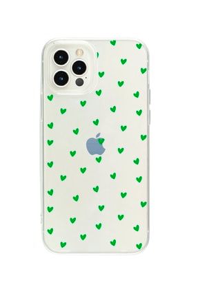 Iphone 13 Pro Max Minik Kalpler Yeşil Desenli Şeffaf Telefon Kılıfı BCIPH13PMAXSEFMNKKLPYSL