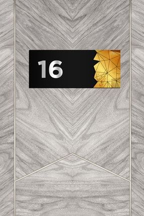 Dekoratif Aynalı Kapı Numarası Pleksi No: 16, Gold AW91031