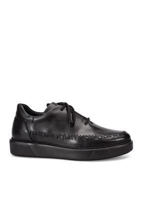 Siyah Hakiki Deri Işlemeli Erkek Ayakkabı EFSN04359