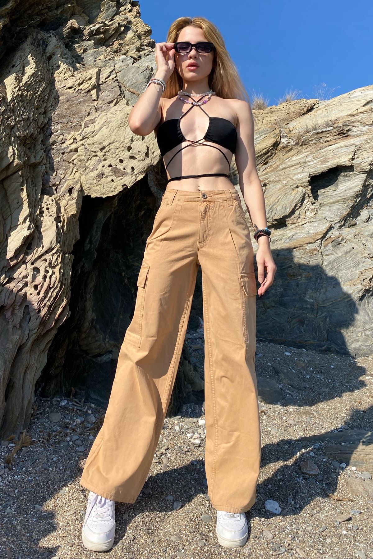 THE BASIC THINGS Asos Y2k Camel Vintage Kargo Baggy Fit Jean