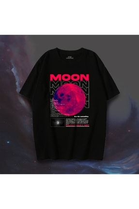 Oversize Galaxy Milky Way Unisex Moon Baskılı T-shirt DQTshirtOversize5