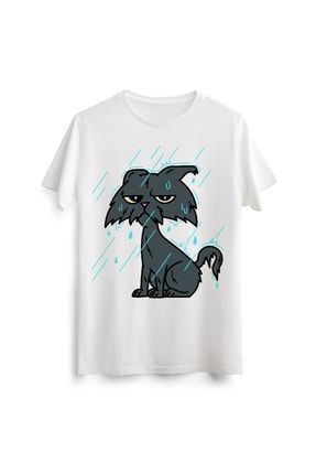 Unisex Erkek Kadın Kedi Cat Funny Komik Baskılı Tasarım Beyaz Tişört T-shirt Tshirt LAC00765