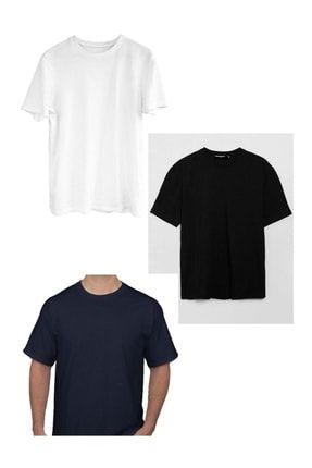 Blues Pamuk Likra Yarı Oversize Fit Yuvarlak Yaka T-shirt 3'lü bLsorıgınal4