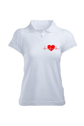 Kalp Kadın Polo Yaka Tişört TDH321136