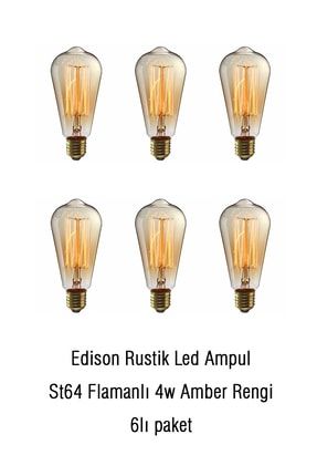 Noonlux Edison Rustik Ampul 6lı Paket Amber Rengi TYC00491145272