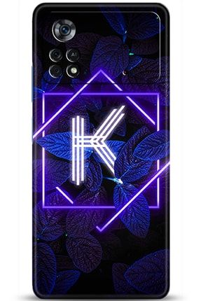 Xiaomi Poco X4 Pro 5g Kılıf Hd Baskılı Kılıf - Dark Neon Yaprak K Harfi amxi-poco-x4-pro-5g-v-64