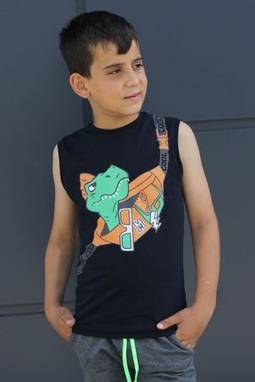 Cosba Kids Yavru Dinozor Baskılı Askılı Günlük T-shirt C2418222