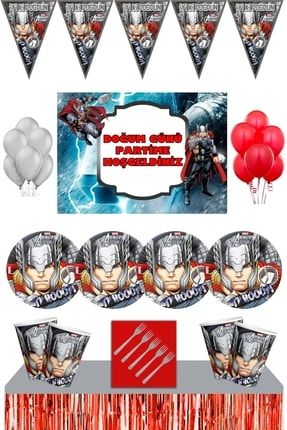 Thor Marvel 8 Kişilik 70x100 Cm Afişli Doğum Günü Parti Süsleri Malzemeleri Masa Etekli PRA-6498815-0833
