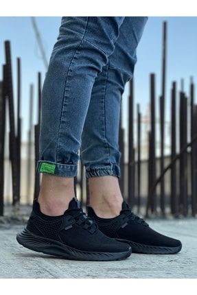 Triko Bağcıklı Yüksek Taban Sneakers Siyah Erkek Spor Ayakkabı CO709-SHY