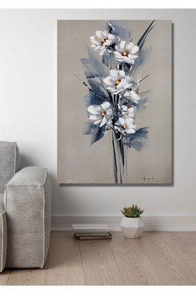 Mavi Yapraklar 70x100cm Kanvas Tablo Salon Oturma Yatak Odası Ofis Antre Cafe Için Duvar Dekoru NT0H10132