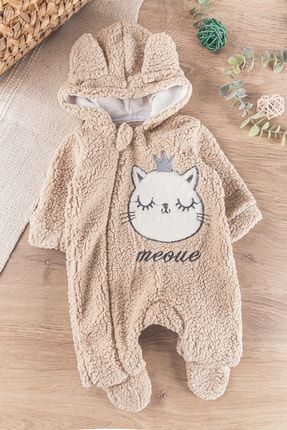 Kedi Figürlü Welsoft Peluş Kız/erkek Bebek Tulum Babymod-DM1B455206