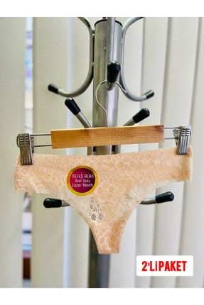 Lazer Kesim Dantelli Tanga Bikini Model 2li Paket String B