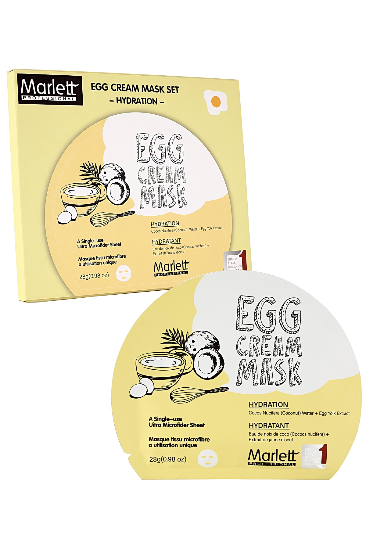 Marlett Yumurta Özlü Nemlendirici Ve Aydınlatıcı Kağıt Maske & Egg Cream Mask Set