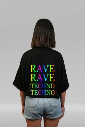 Rave Techno Oversize Reflektörlü Tshirt Rave ups21