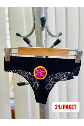 Lazer Kesim Dantelli Tanga Bikini Model 2’li Paket String B