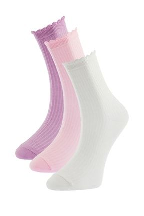 Taş-Çok Renkli 3'lü Paket Örme Soket Çorap THMAW23CO00114