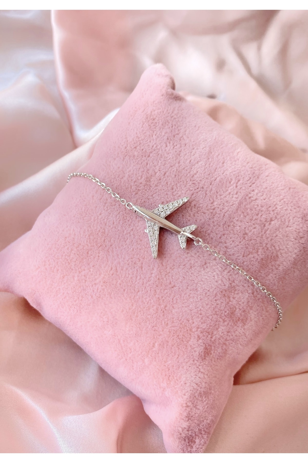 Alaja Silver Uçak Taşlı Tasarım 925 Ayar Gümüş Bileklik