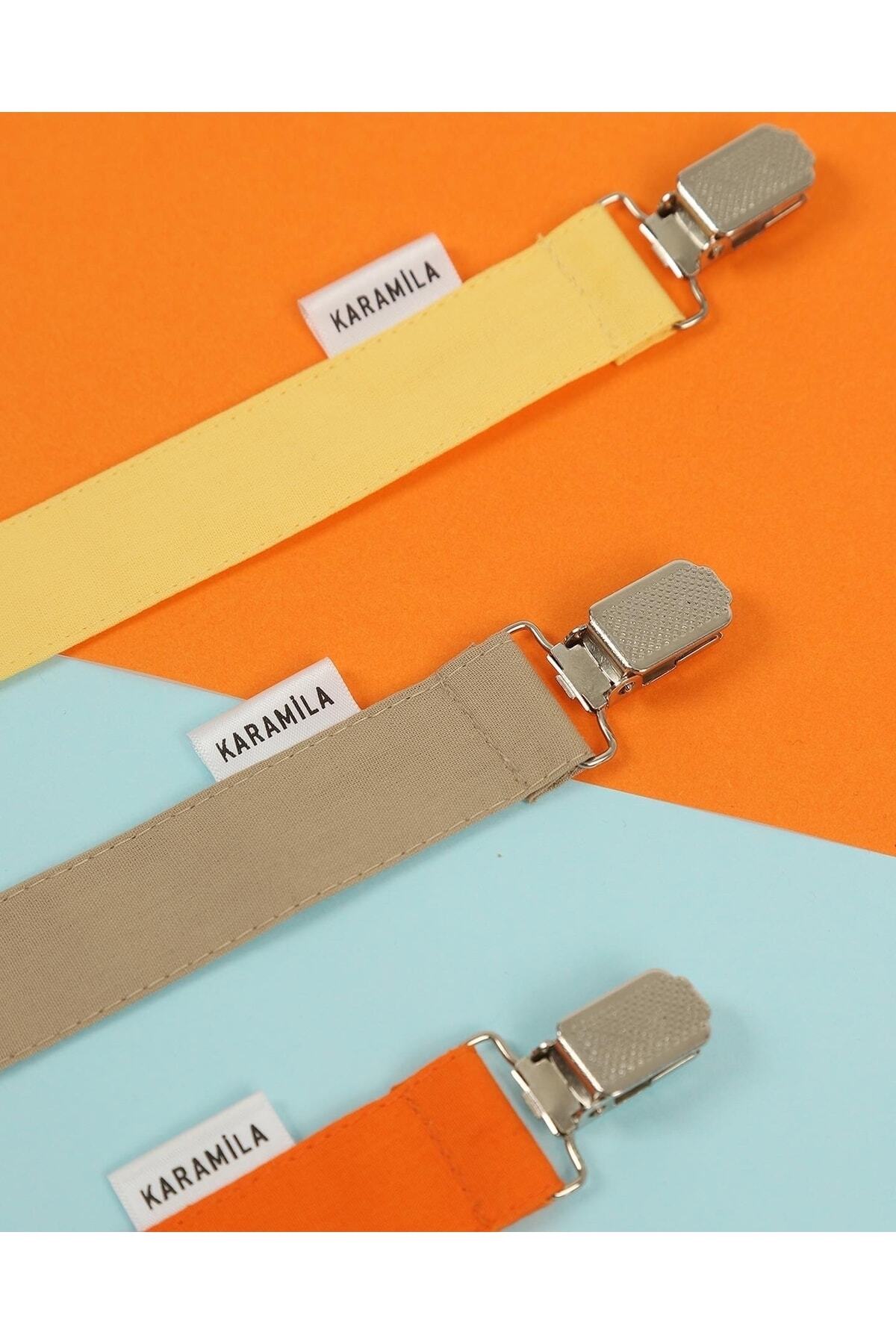 KARAMİLA 3'lü Bej Sarı Pudra Renk Poplin Kumaş Emzik Askısı - Emzik Zinciri fotoğrafı 2 (önizleme)