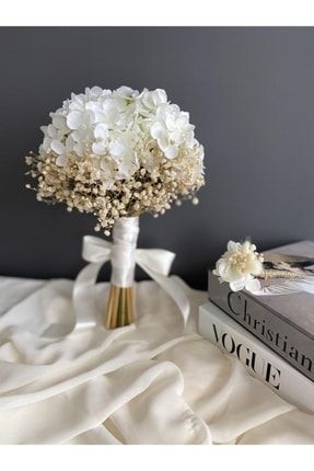 Yeni Sezon Beyaz Ortanca Cipsolu Gelin Çiçeği Yaka Çiçeği 2 Li Set fgç-134134511