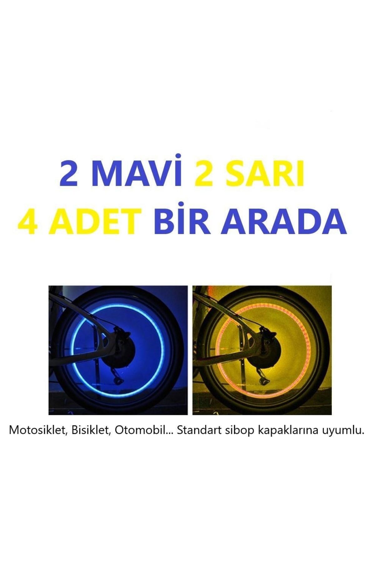 Bunionettes Hareket Sensörlü Sarı-mavi Set Işıklı Sibop Kapağı Araba Bisiklet