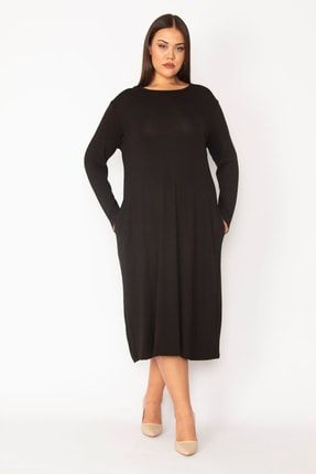 Kadın Siyah Uzun Kollu Krep Elbise 65n33414 65N33414