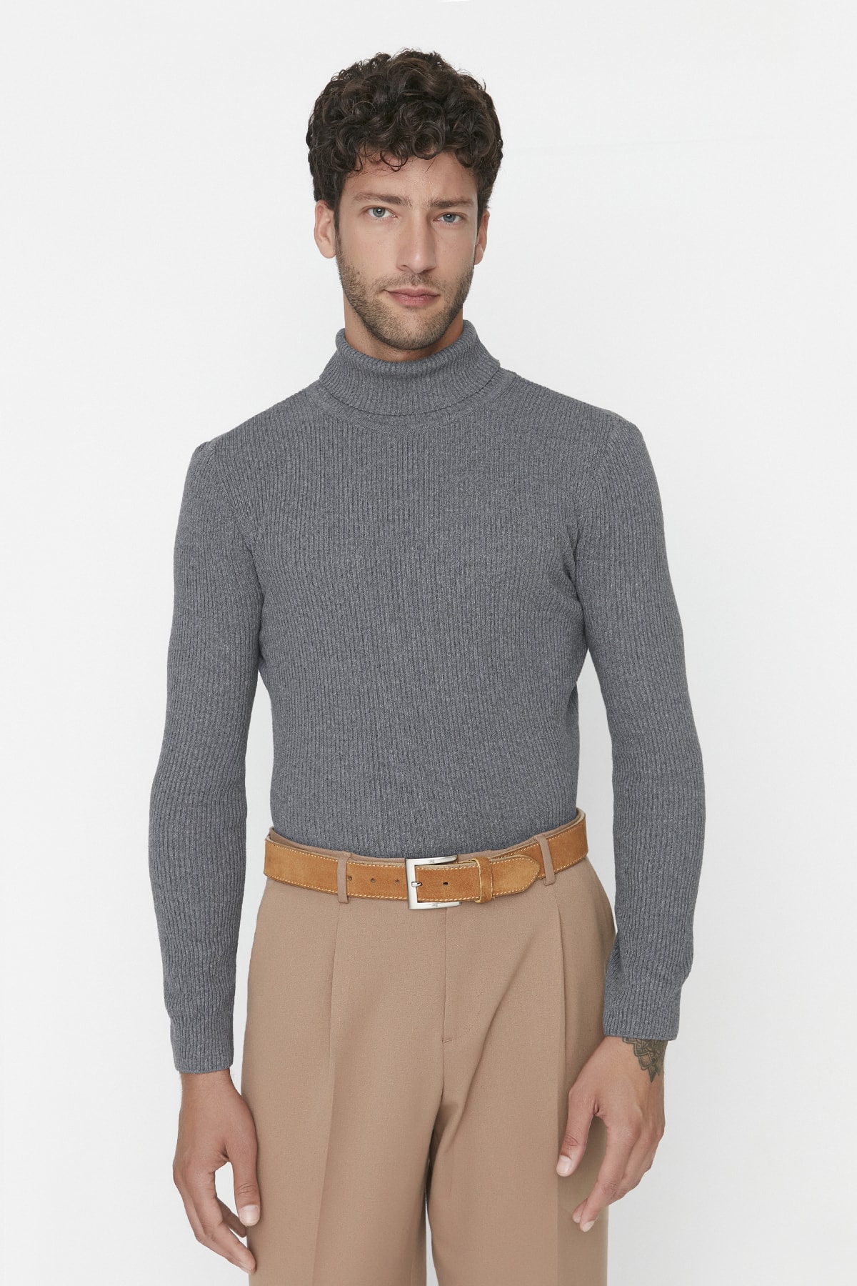 Trendyol Collection Sweater - Gray - Fitted - Trendyol