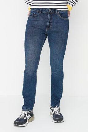 Erkek Lacivert Slim Fit Jeans Kot Pantolon TMNAW23JE00009