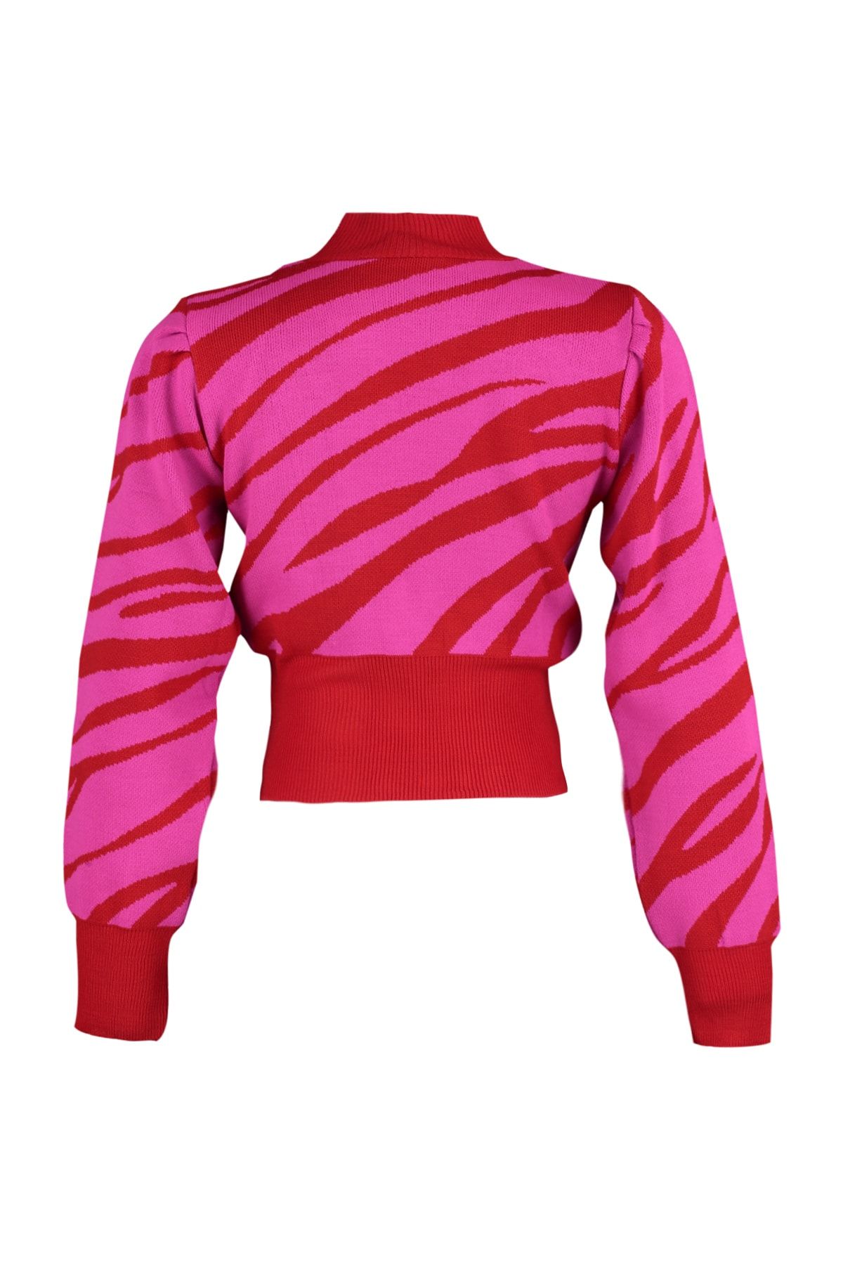 Trendyol Collection-Pulover din tricot cu model cu flori de rodie și zebră TWOAW21KZ0010 7
