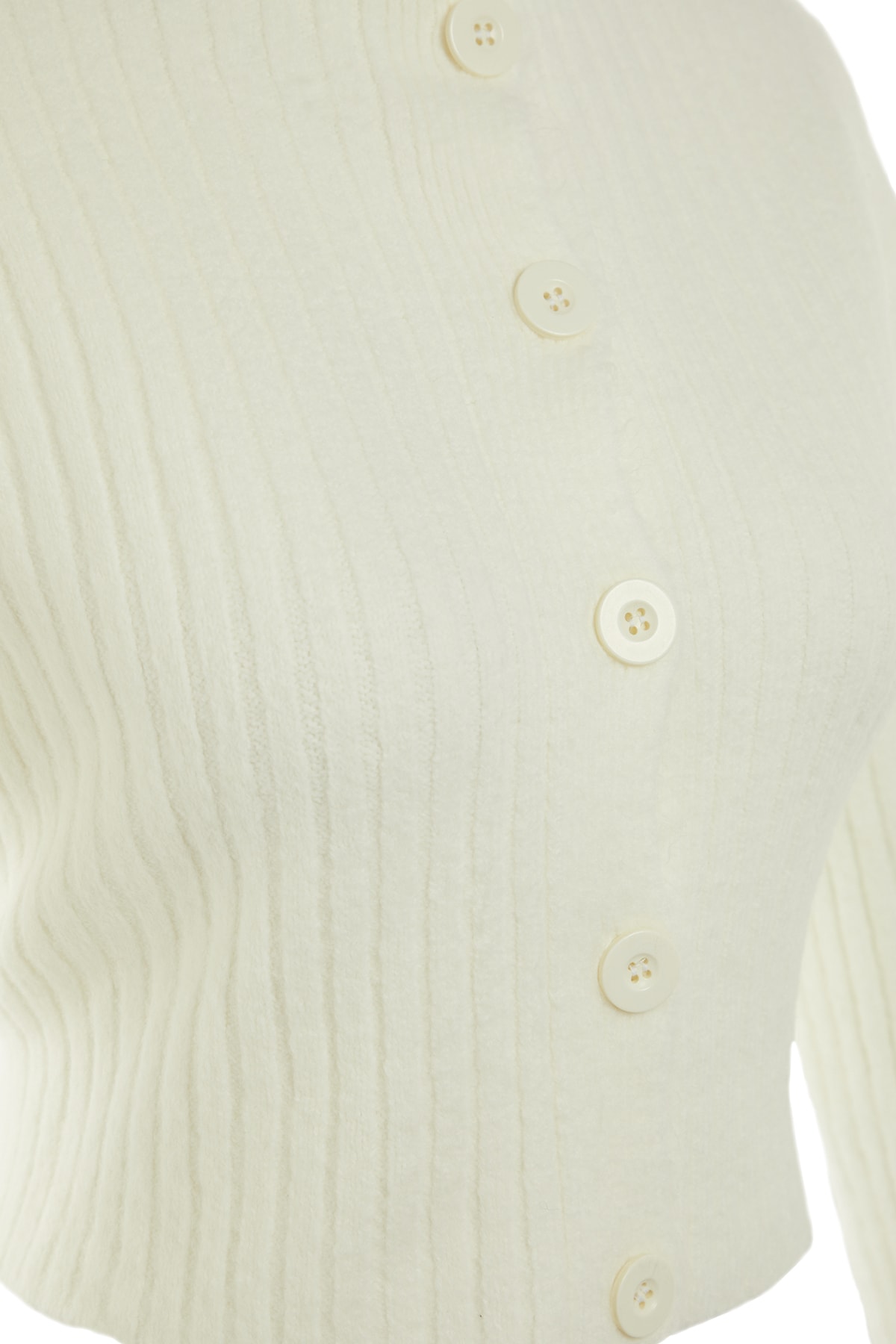 Trendyolmilla  Ekru Crop Yumuşak Dokulu Dik Yaka Triko Hırka TWOAW22HI0174 - Görsel 6