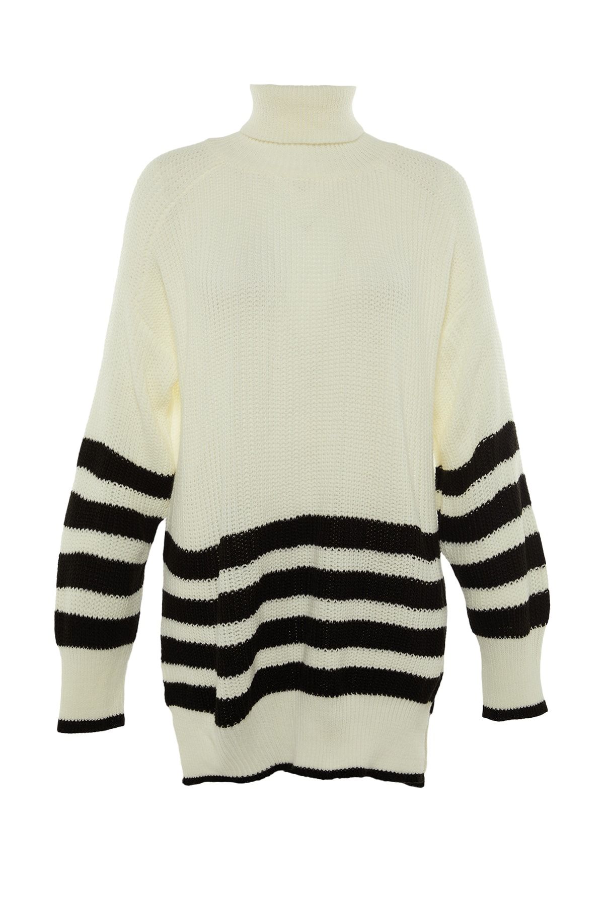 Trendyol Collection-Ecru gestreifter Oversize-Strickpullover TWOAW23KZ00005 8