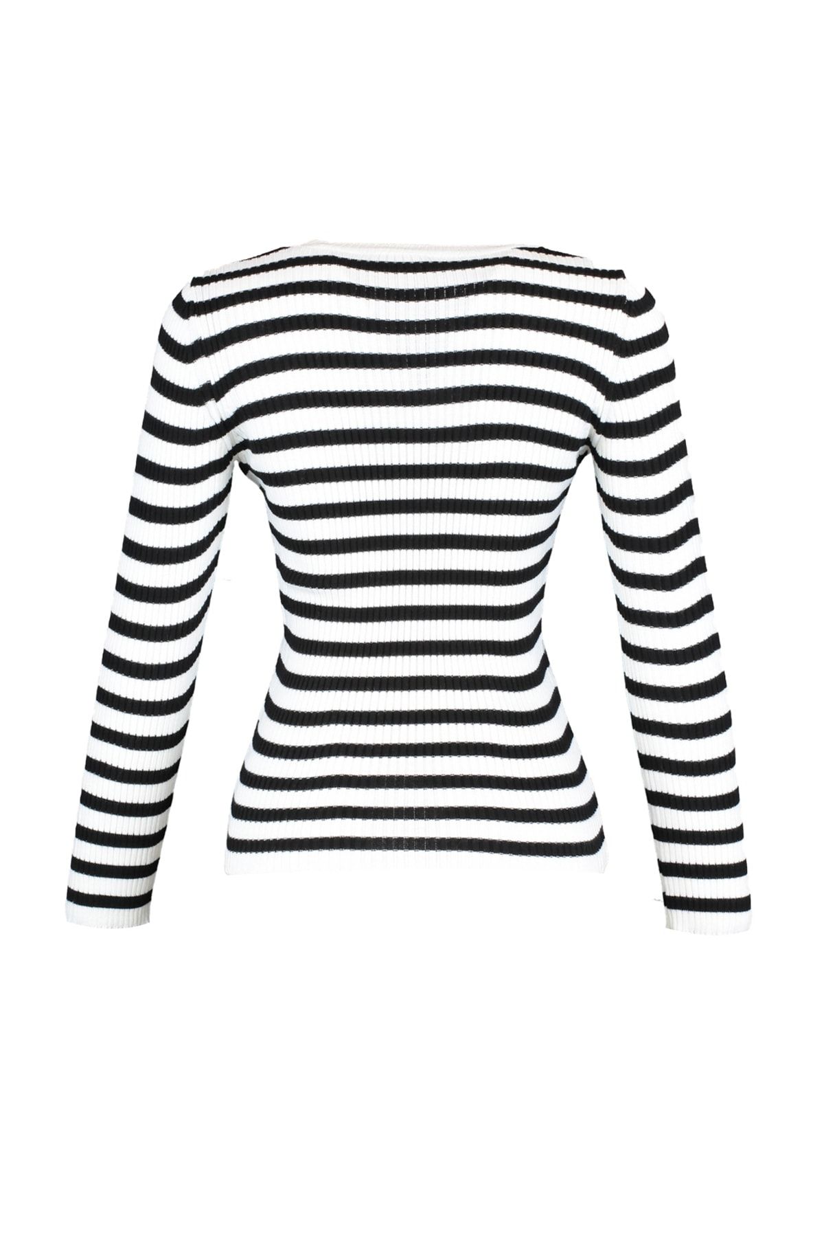 Trendyol Collection-Ecrufarbener Basic-Strickpullover mit Streifen TWOAW21KZ0942 6