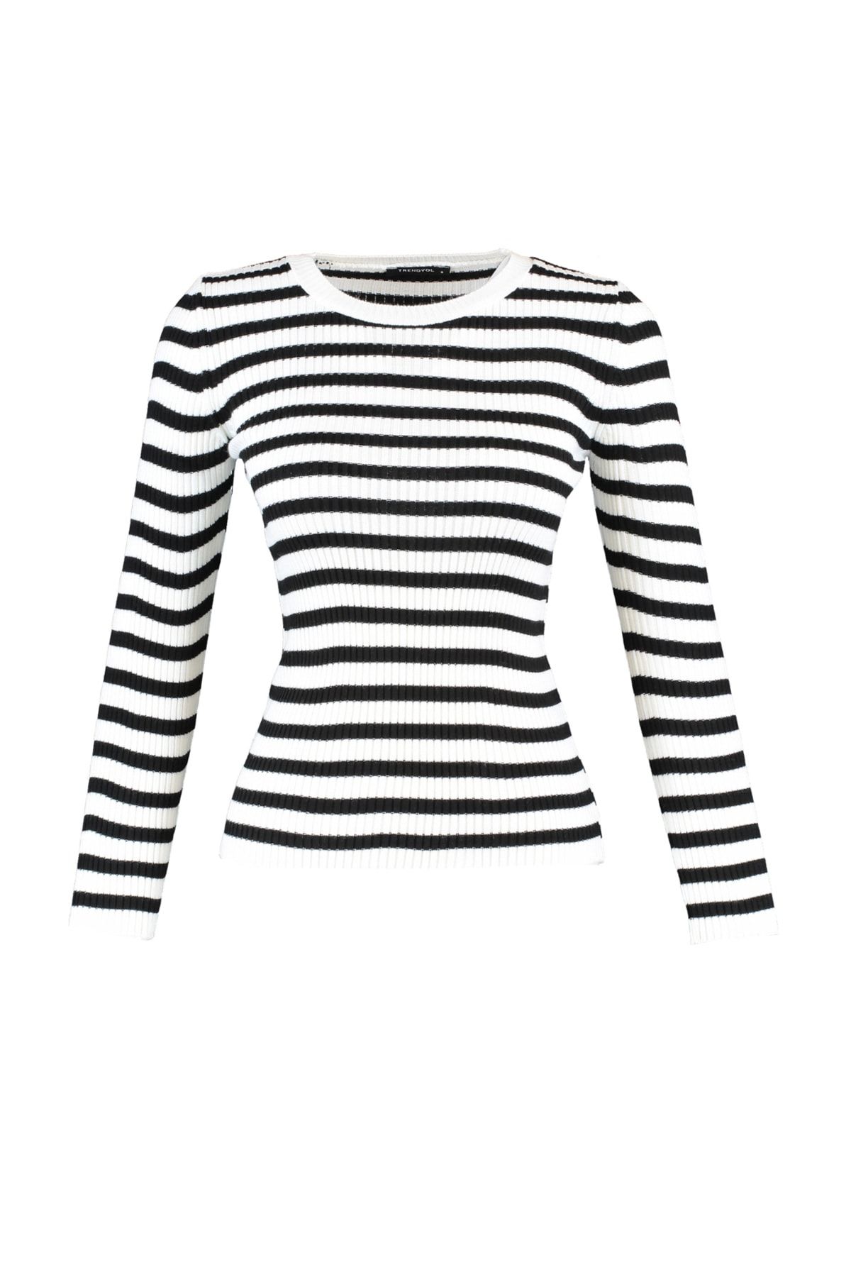 Trendyol Collection-Ecrufarbener Basic-Strickpullover mit Streifen TWOAW21KZ0942 7