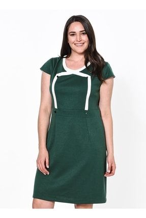 Lir Kadın Büyük Beden Elbise Yeşil 1329 P-1513
