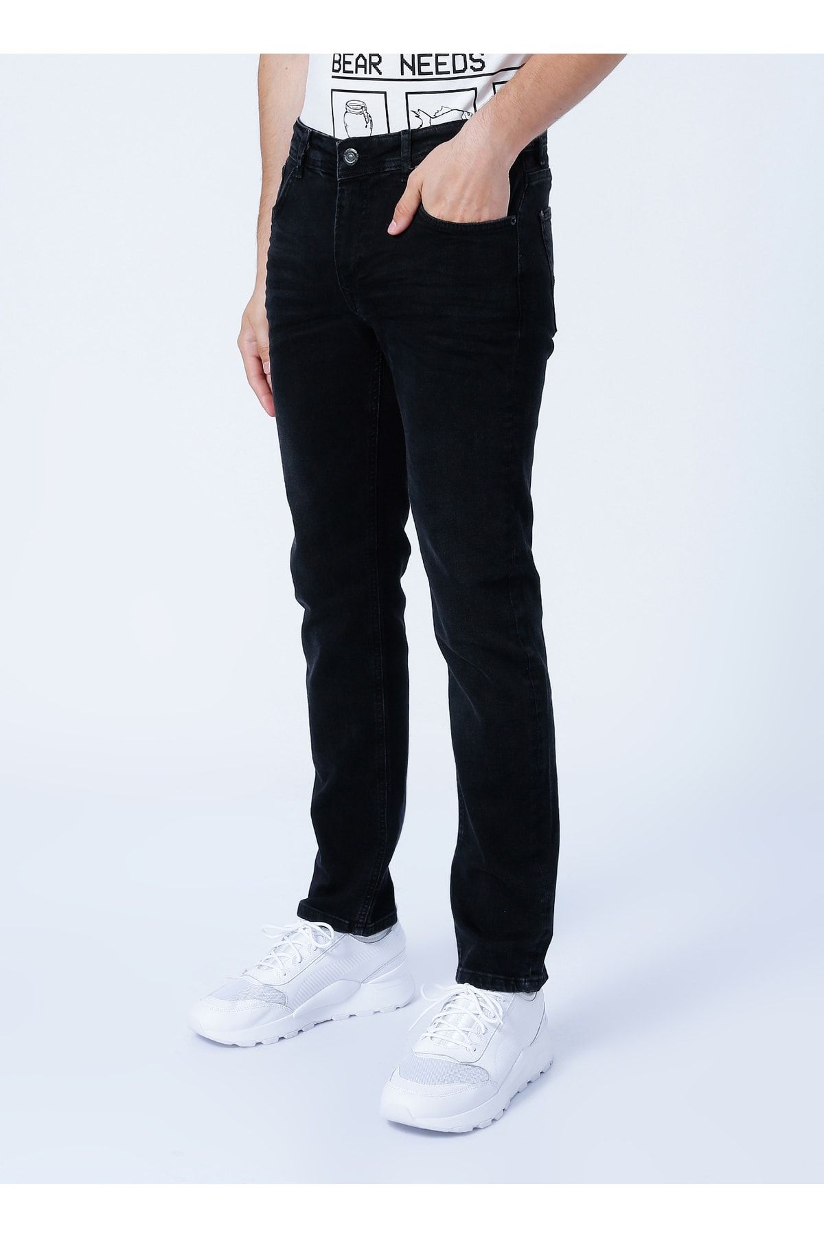 Bad Bear-بنطال جينز رجالي ذو قصة عادية بخصر عادي أسود داكن 22.01.70.002_dante Jeans 3