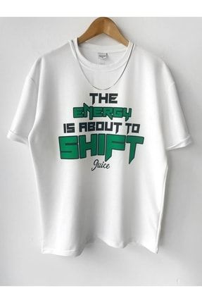 Erkek Oversize Baskılı Pamuklu Bisiklet Yaka Kısa Kollu T-shirt ENERJİ103