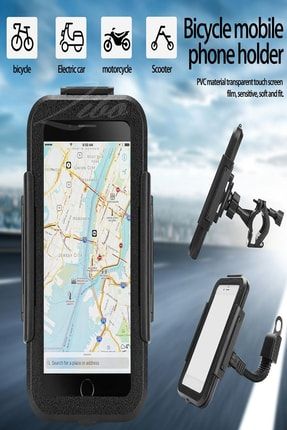 Motosiklet Ayna Bağlantılı Telefon Tutucu Kapaklı Dokunmatik Ekran Uyumlu Su Geçirmez zbmt11