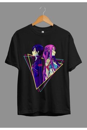 Oversize Sword Art Online Kirito Ve Asuna Anime Karakter Baskılı Tişört AKRB0671V