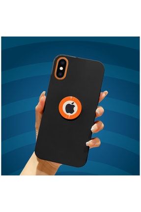Iphone X Uyumlu Kılıf Candy Silikon Kılıf Siyah+turuncu 3562-m179
