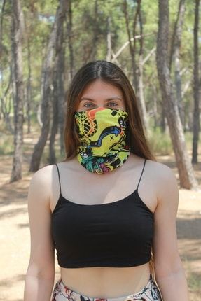 Neşeli Sarı Çok Amaçlı Motosiklet Outdoor Extreme Bisiklet Için Boyunluk Bandana MS-24