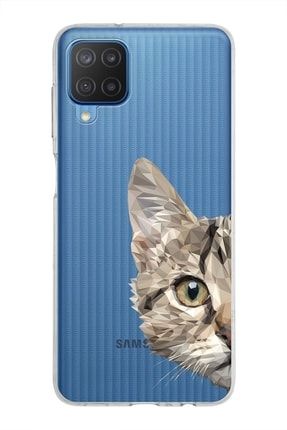 Samsung Galaxy M12 Kapak Catface Tasarımlı Şeffaf Silikon Kılıf prt1mmSMM12029