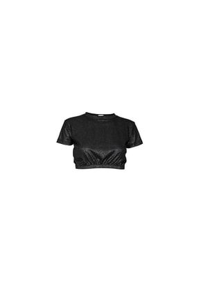 Kısa Kollu Siyah Crop Top Bluz TYC00495456153