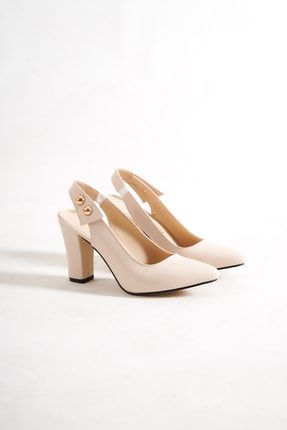 Sole Women Shoes Kadın Stiletto Arkası Açık Tokalı Kalın Topuk Ayakkabı 000004