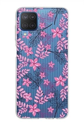 Samsung Galaxy M12 Kapak Floral Pembe Tasarımlı Şeffaf Silikon Kılıf prt1mmSMM12032