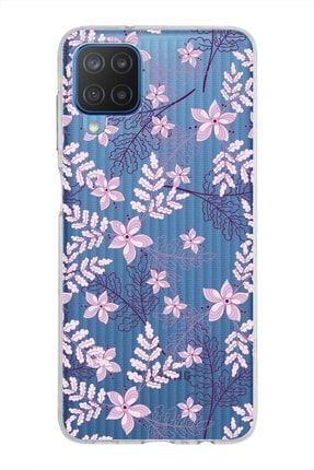 Samsung Galaxy M12 Kapak Floral Pudra Tasarımlı Şeffaf Silikon Kılıf prt1mmSMM12032