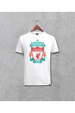 Liverpool Futbol Takım Logo Baskılı Tasarım Beyaz Tişört 433355dar23867