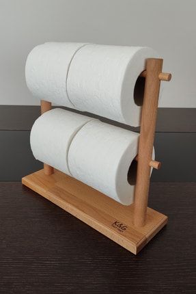 Kayın Masif Ahşap Dekoratif Tuvalet Kağıtlığı Dikey Çiftli Iki Katlı DİKEY ÇİFTLİ İKİ KATLI TUV.KAĞ.