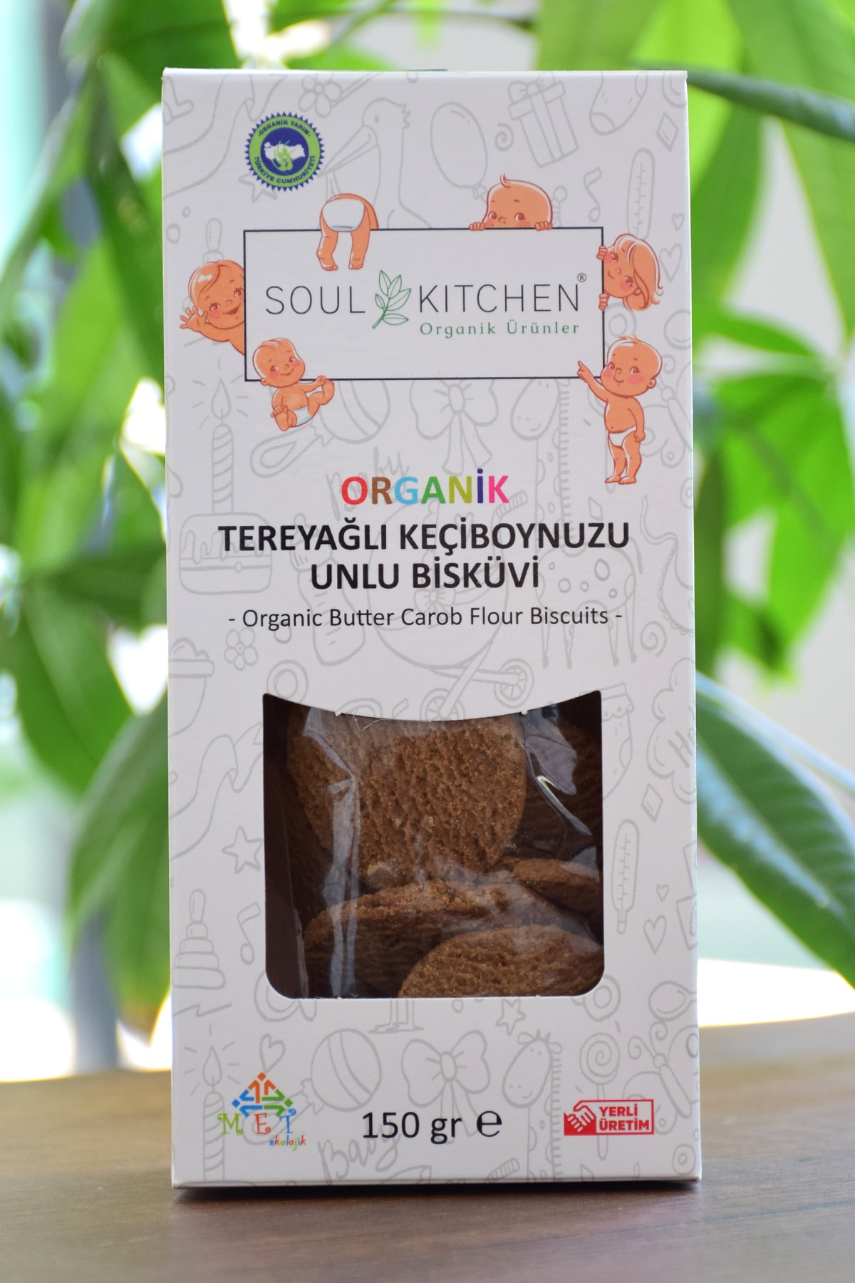 Soul Kitchen Organik Ürünler Sertifikalı Organik Bebek Tereyağlı Keçiboynuzu Unlu Bisküvi 150gr