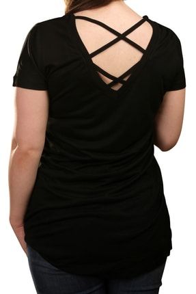 Kadın Siyah Sırt Detaylı T-shirt 888-023